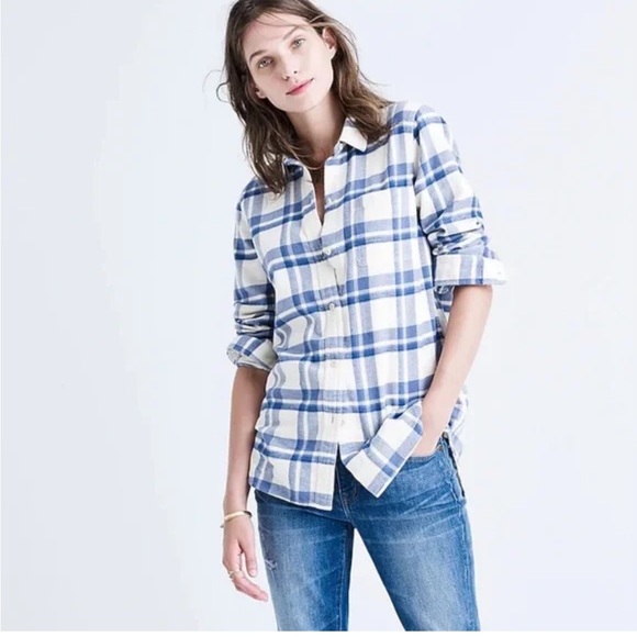 Madewell Tops - Madewell flannel classic ex-boyfriend plaid button down shirt 54170